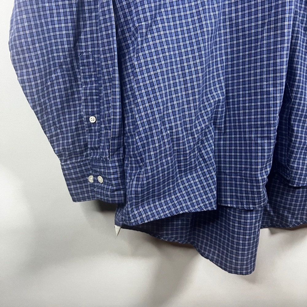 Vintage Eagle Crest Men 2XLT Blue Check‎ Plaid Button Down Long Sleeve Shirt - Picture 3 of 8